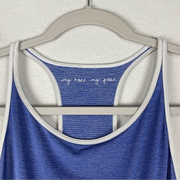 Lululemon Blue White My Race My Pace Athletic Athleisure Tank Top - Picture 3 of 6